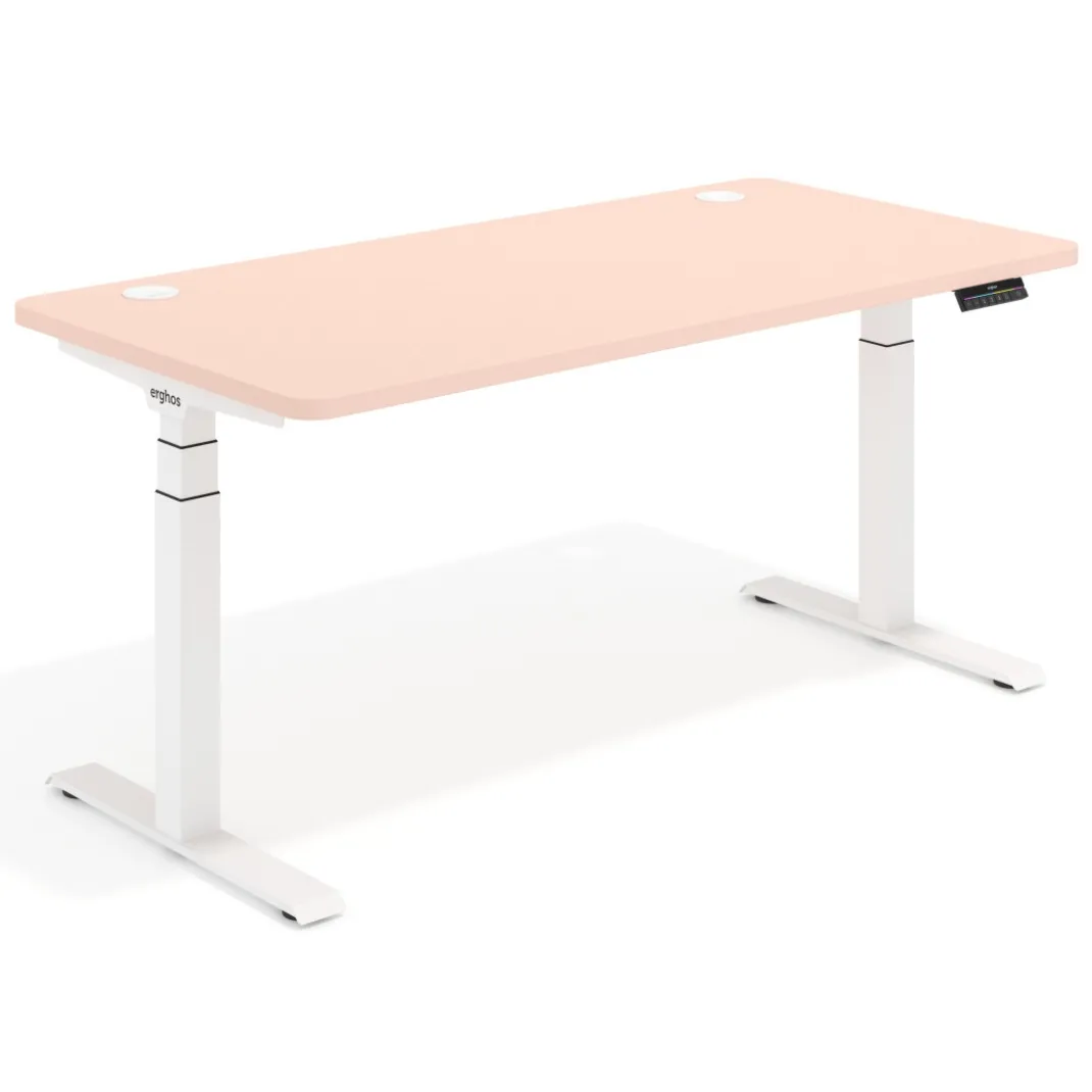 Escritorio Elevable Erghos Motion Pro estructura blanca 2 cantos curvos
