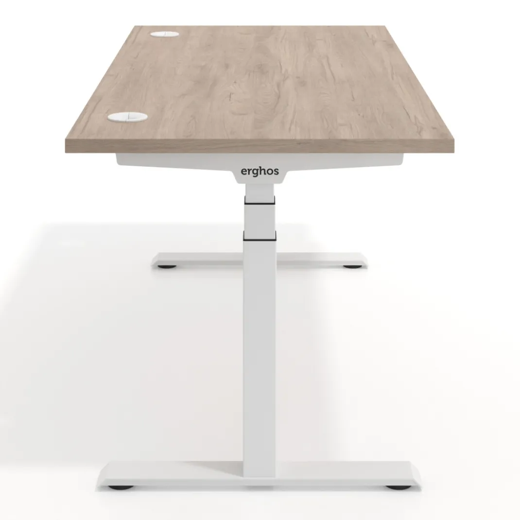 Escritorio Elevable Erghos Motion estructura blanca 4 cantos curvos