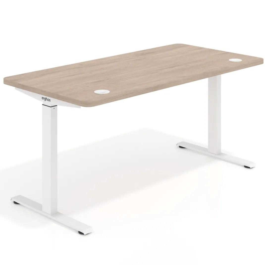 Escritorio Elevable Erghos Motion Pro estructura blanca 2 cantos curvos