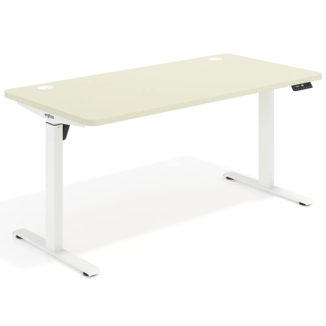 Escritorio Elevable Erghos Motion Pro estructura blanca 2 cantos curvos