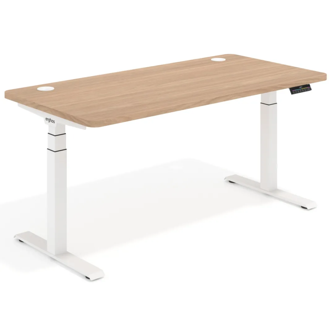 Escritorio Elevable Erghos Motion Pro estructura blanca 2 cantos curvos