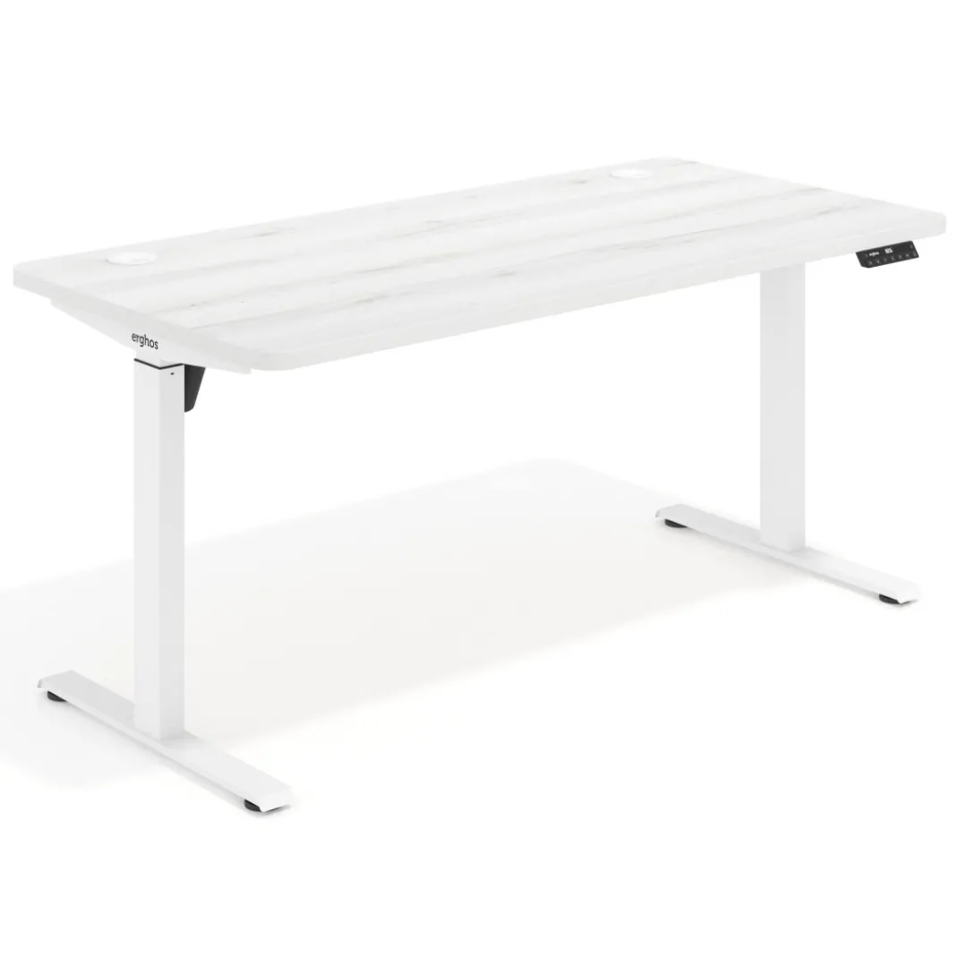Escritorio Elevable Erghos Motion estructura blanca 4 cantos curvos