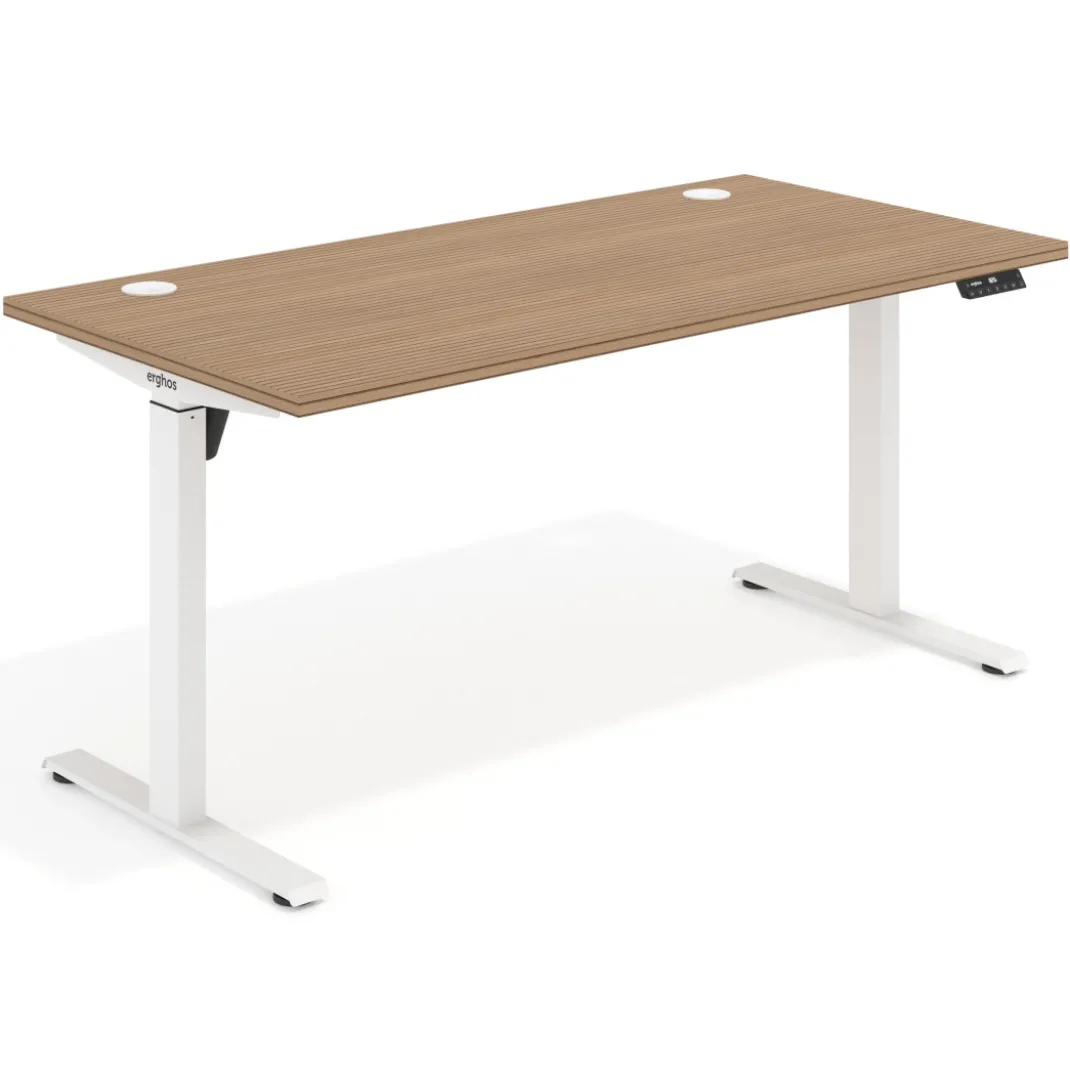 Escritorio Elevable Erghos Motion Pro estructura blanca 2 cantos curvos