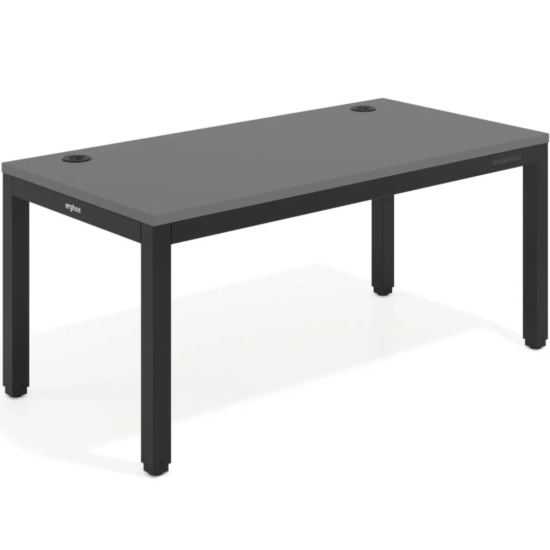Escritorio Elevable Erghos Quad 4 patas, estructura negra canto recto