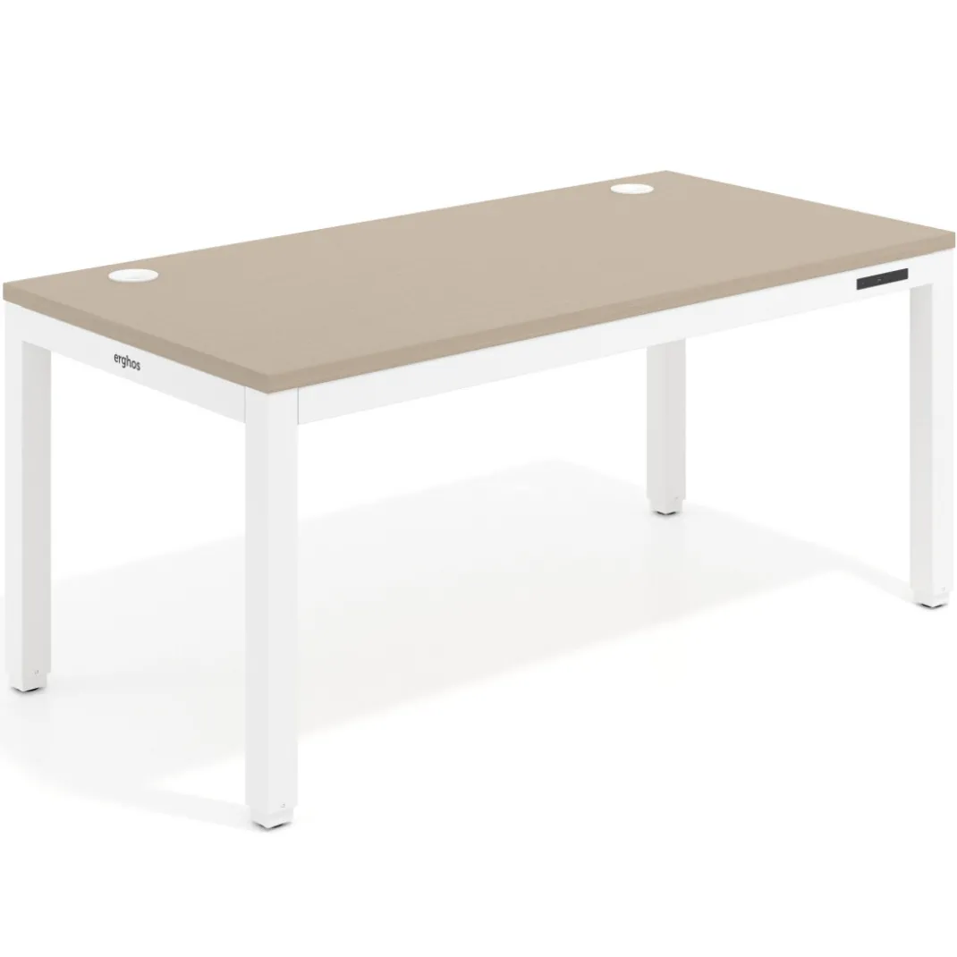 Escritorio Elevable Erghos Quad 4 patas, estructura blanca canto recto
