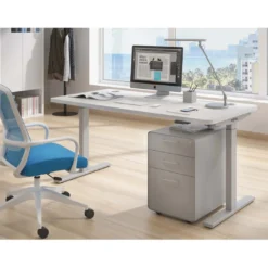Escritorio Elevable Erghos Smart estructura aluminio canto curvo