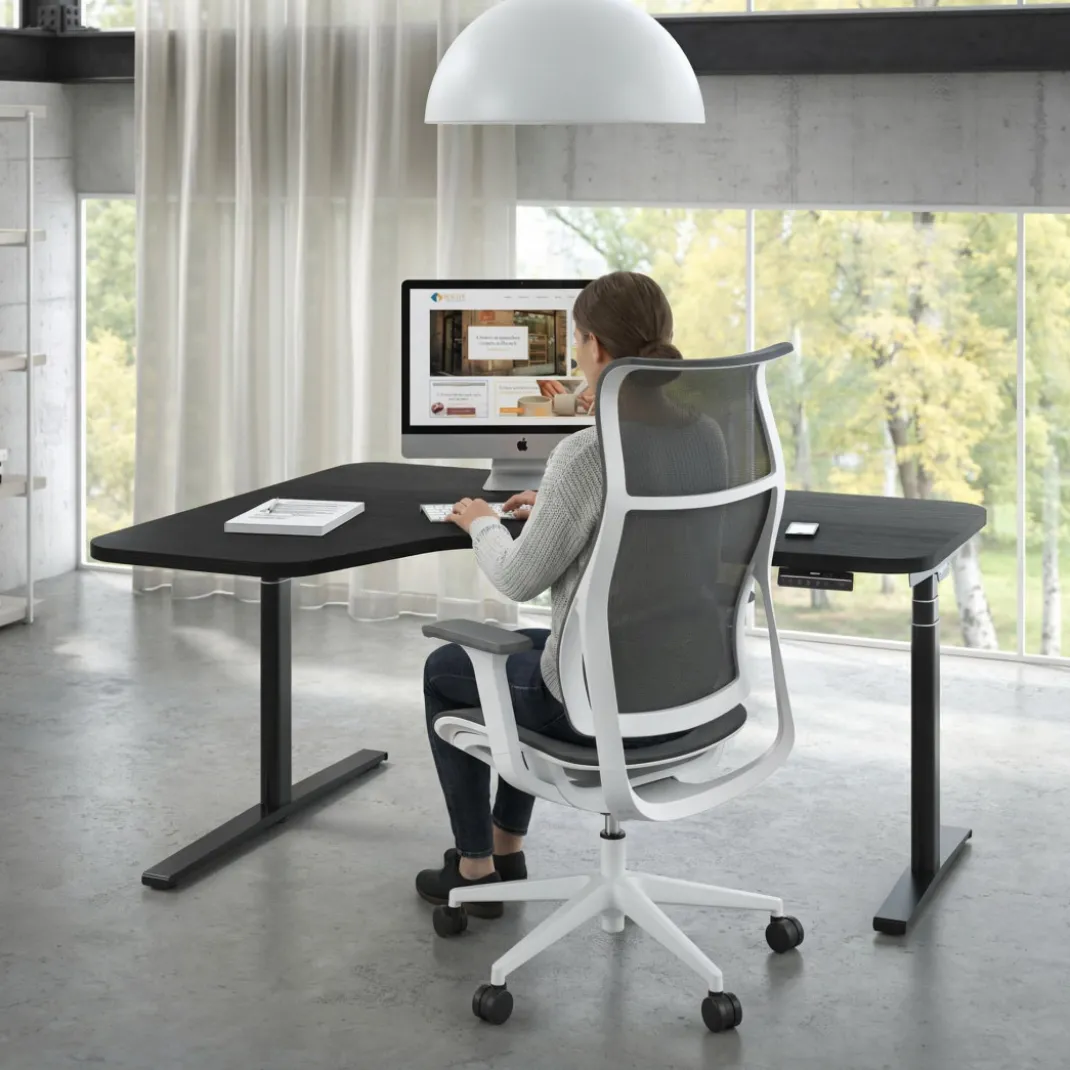 Escritorio Ergonómico Elevable Erghos Axis estructura blanca
