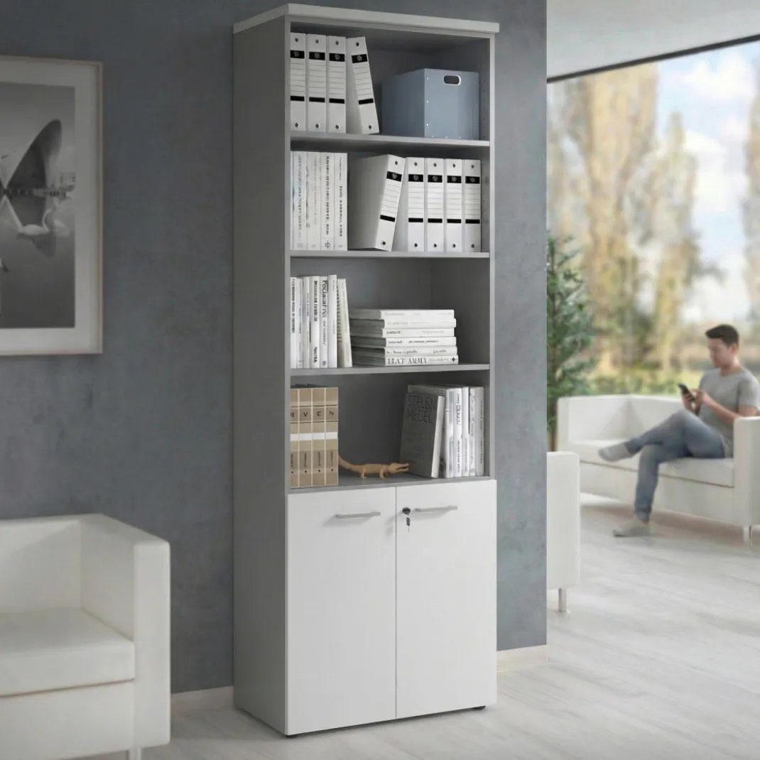 Estantería de oficina Basic 232x80cm con puerta baja