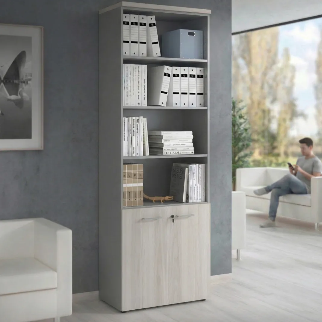 Estantería de oficina Basic 232x80cm con puerta baja