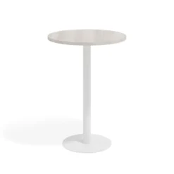 Mesa alta oficina Redonda Atrium, estructura blanca