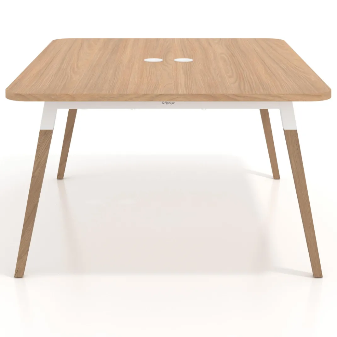 Mesa coworking de reuniones Arki fondo 126 cm, sobre curvo
