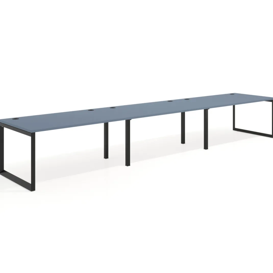 Mesa de despacho progresiva Delta triple, fondo 100cm, estructura negra
