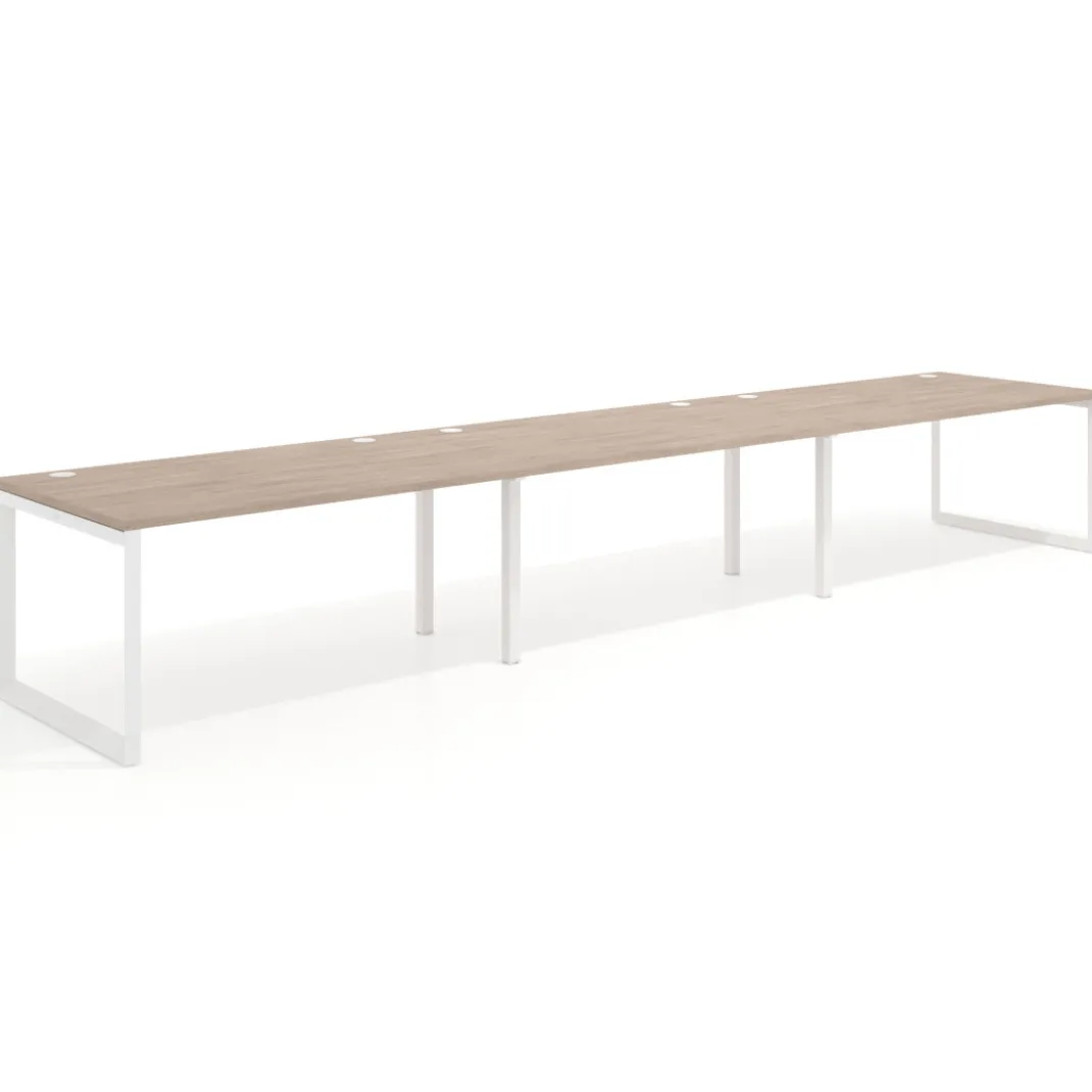 Mesa de despacho progresiva Delta triple, fondo 100cm, estructura blanca