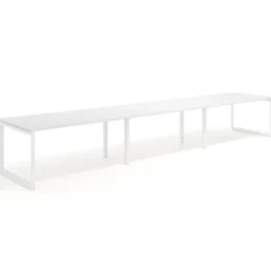 Mesa de despacho progresiva Delta triple, fondo 100cm, estructura blanca