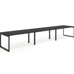 Mesa de despacho progresiva Delta triple, fondo 100cm, estructura negra