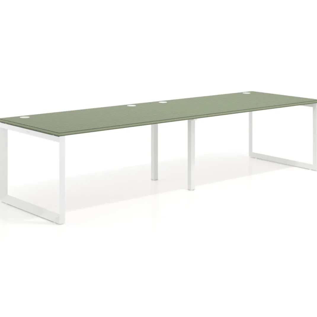 Mesa de despacho progresiva Delta doble, fondo 100cm, estructura blanca