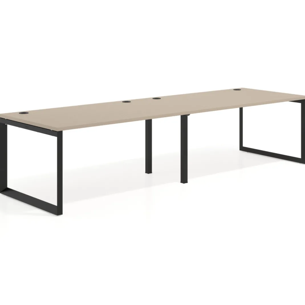 Mesa de despacho progresiva Delta doble, fondo 100cm, estructura negra