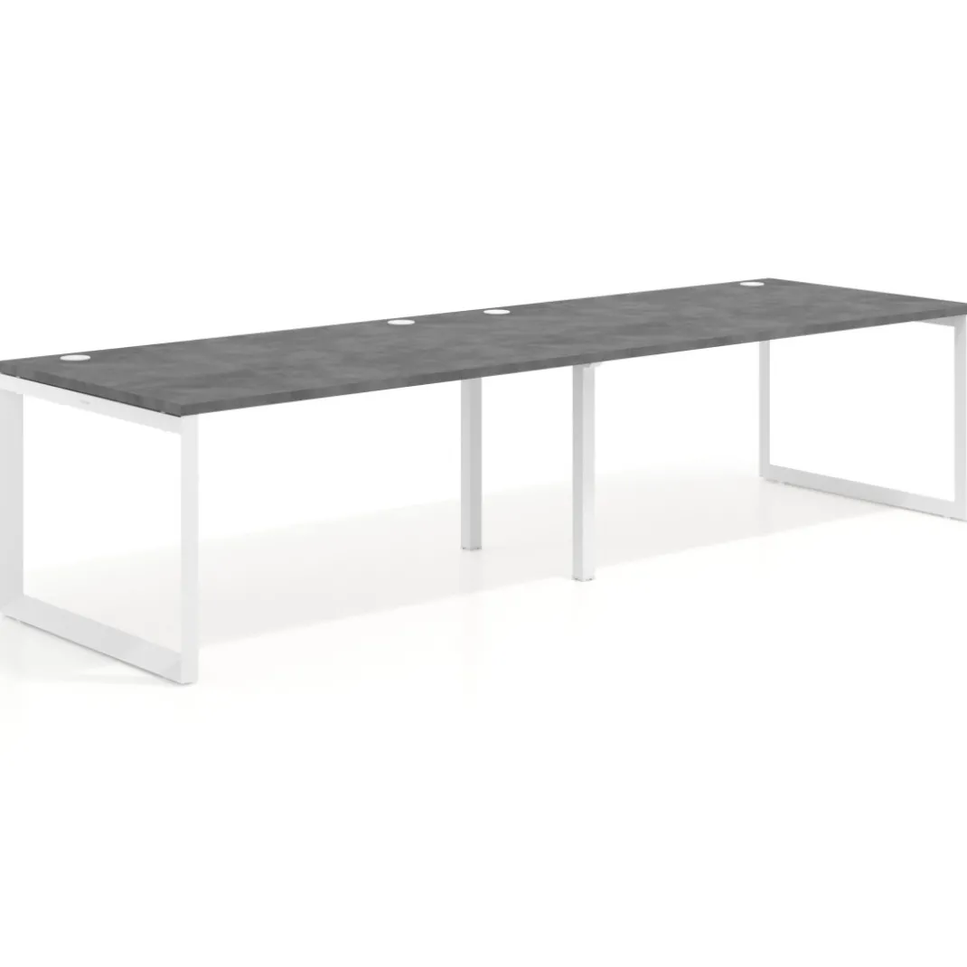 Mesa de despacho progresiva Delta doble, fondo 100cm, estructura blanca