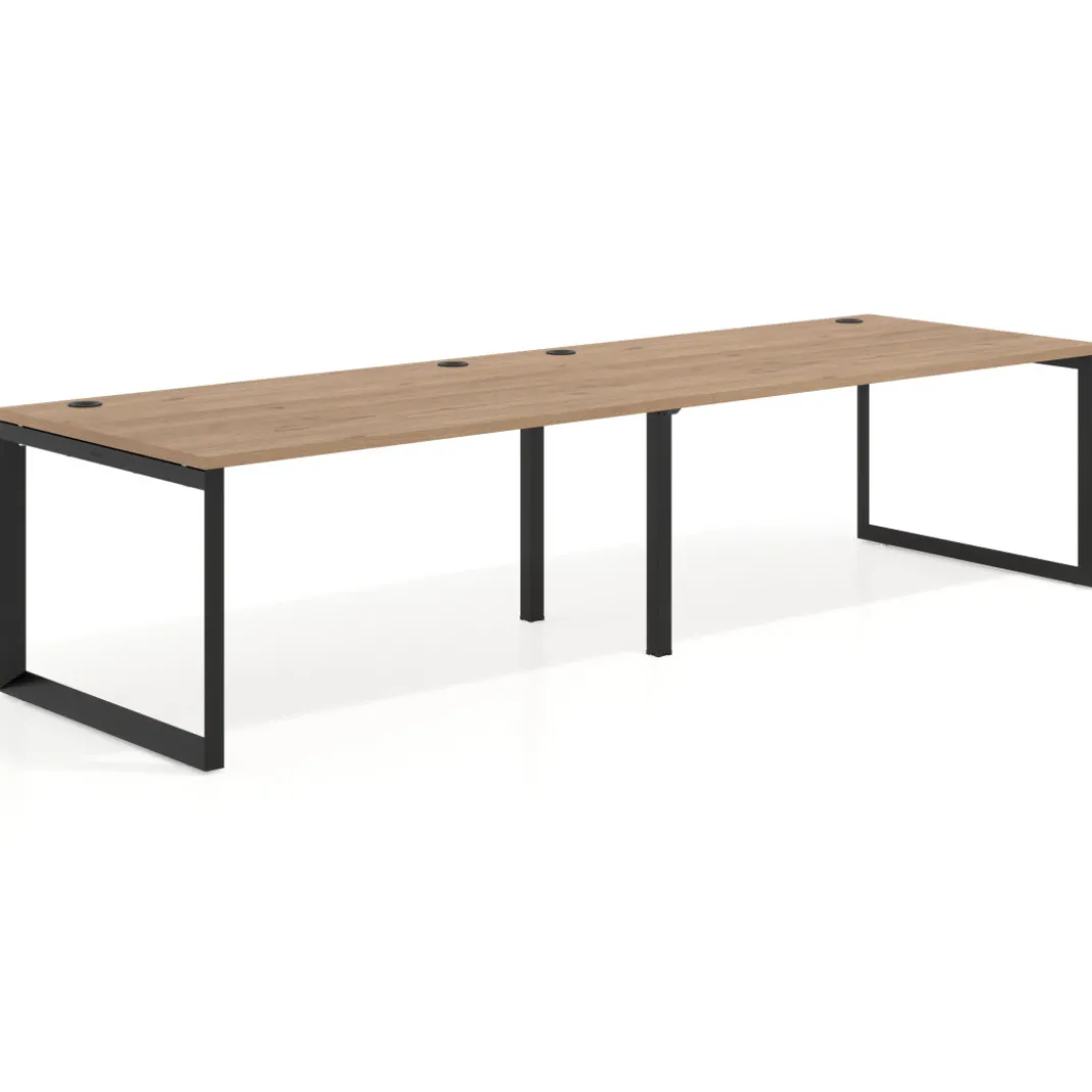 Mesa de despacho progresiva Delta doble, fondo 100cm, estructura negra