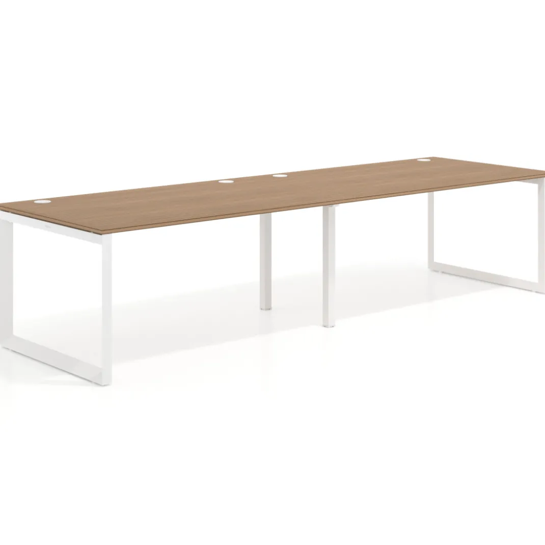 Mesa de despacho progresiva Delta doble, fondo 100cm, estructura blanca