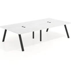 Mesa de oficina coworking doble UvePro fondo 166, cantos rectos, estructura negra