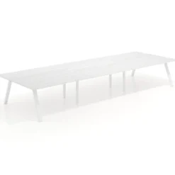 Mesa de oficina coworking triple UvePro fondo 166, cantos rectos, estructura blanca