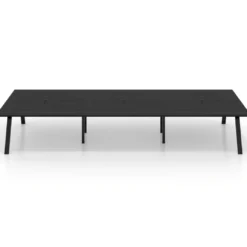 Mesa de oficina coworking triple UvePro fondo 166, cantos rectos, estructura negra