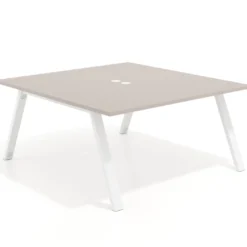 Mesa de oficina doble UvePro fondo 166, cantos rectos, estructura blanca