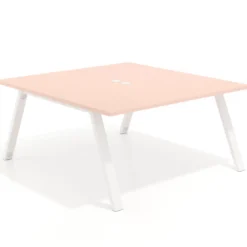 Mesa de oficina doble UvePro fondo 166, cantos rectos, estructura blanca