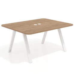 Mesa de oficina doble UvePro fondo 126, cantos redondeados, estructura blanca