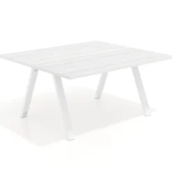 Mesa de oficina doble UvePro fondo 142, cantos rectos, estructura blanca