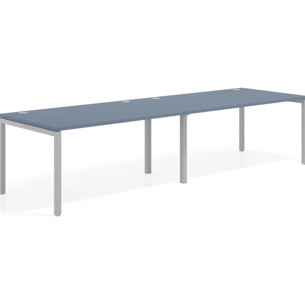 Mesa de oficina en continuidad progresiva doble Kube, fondo 100cm, estructura aluminio