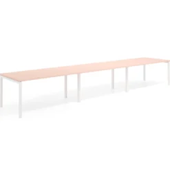 Mesa de oficina en continuidad progresiva triple Kube, fondo 100cm, estructura blanca
