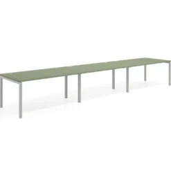 Mesa de oficina en continuidad progresiva triple Kube, fondo 100cm, estructura aluminio