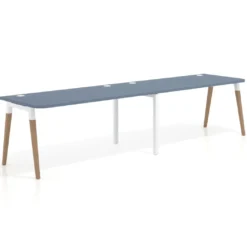 Mesa de oficina en continuidad Arki doble con bordes redondeados, fondo 80cm