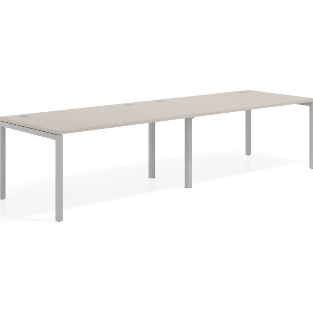 Mesa de oficina en continuidad progresiva doble Kube, fondo 100cm, estructura aluminio