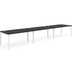 Mesa de oficina en continuidad progresiva triple Kube, fondo 100cm, estructura blanca