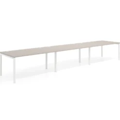 Mesa de oficina en continuidad progresiva triple Kube, fondo 100cm, estructura blanca