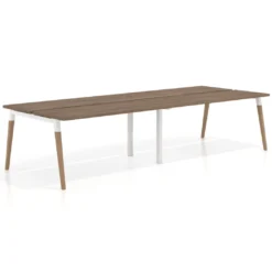 Mesa de oficina multipuesto Arki doble, fondo 126 cm, patas de madera