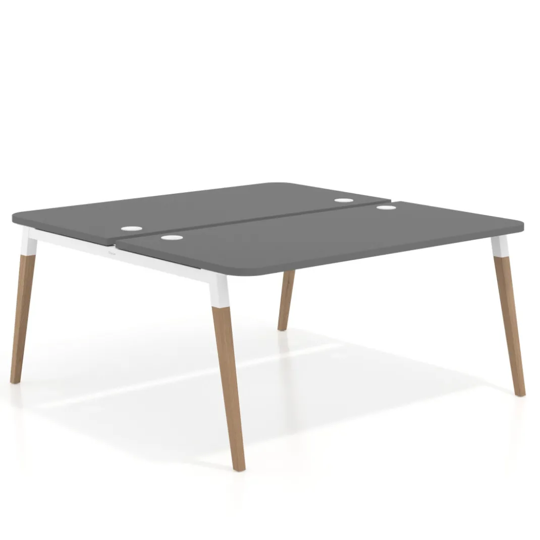 Mesa de oficina multipuesto Arki fondo 166 cm, sobre curvo
