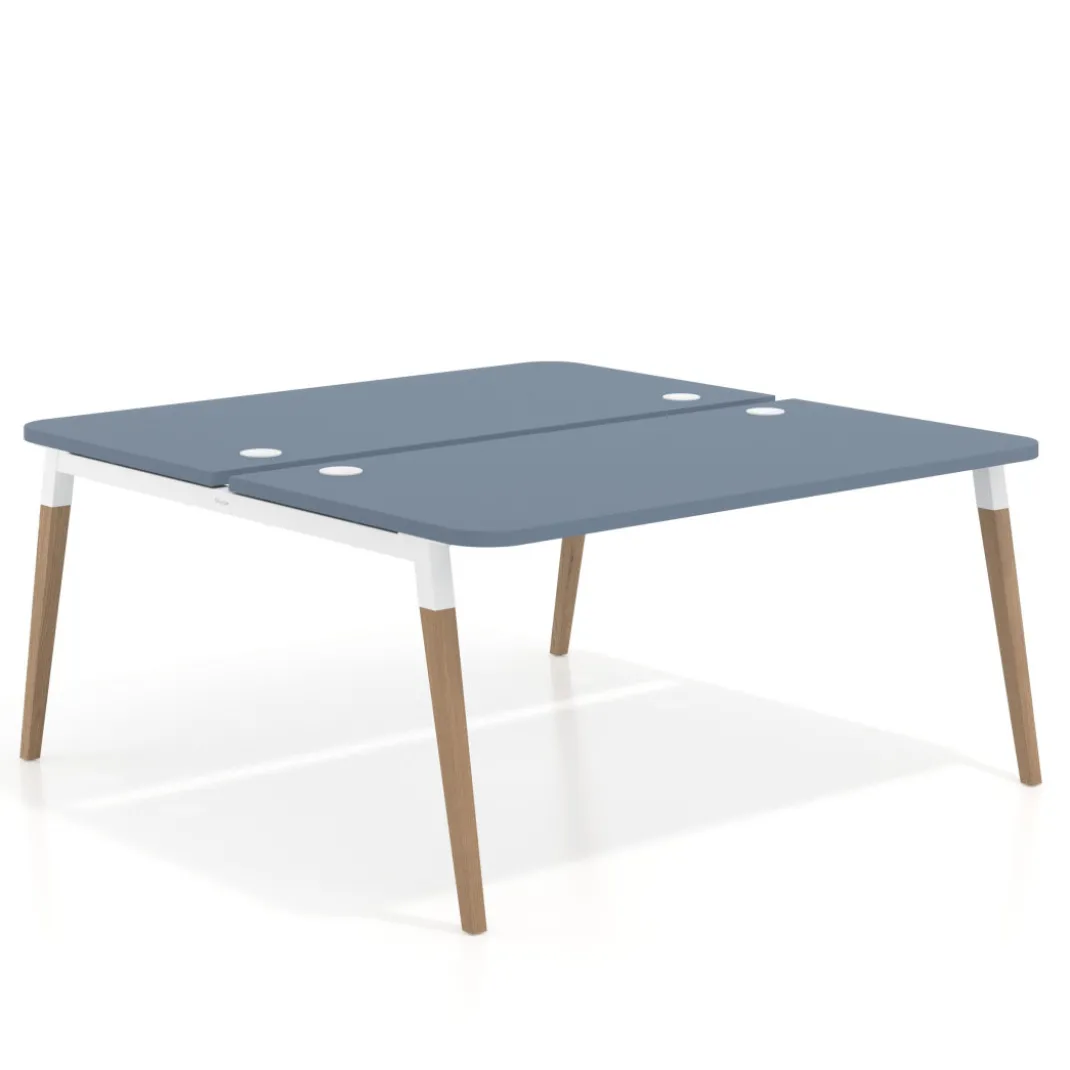 Mesa de oficina multipuesto Arki fondo 166 cm, sobre curvo