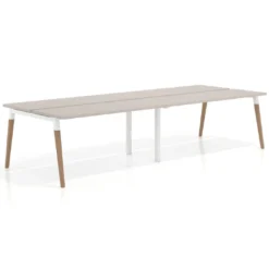 Mesa de oficina multipuesto Arki doble, fondo 126 cm, patas de madera