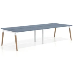 Mesa de oficina multipuesto Arki doble, fondo 126 cm, patas de madera