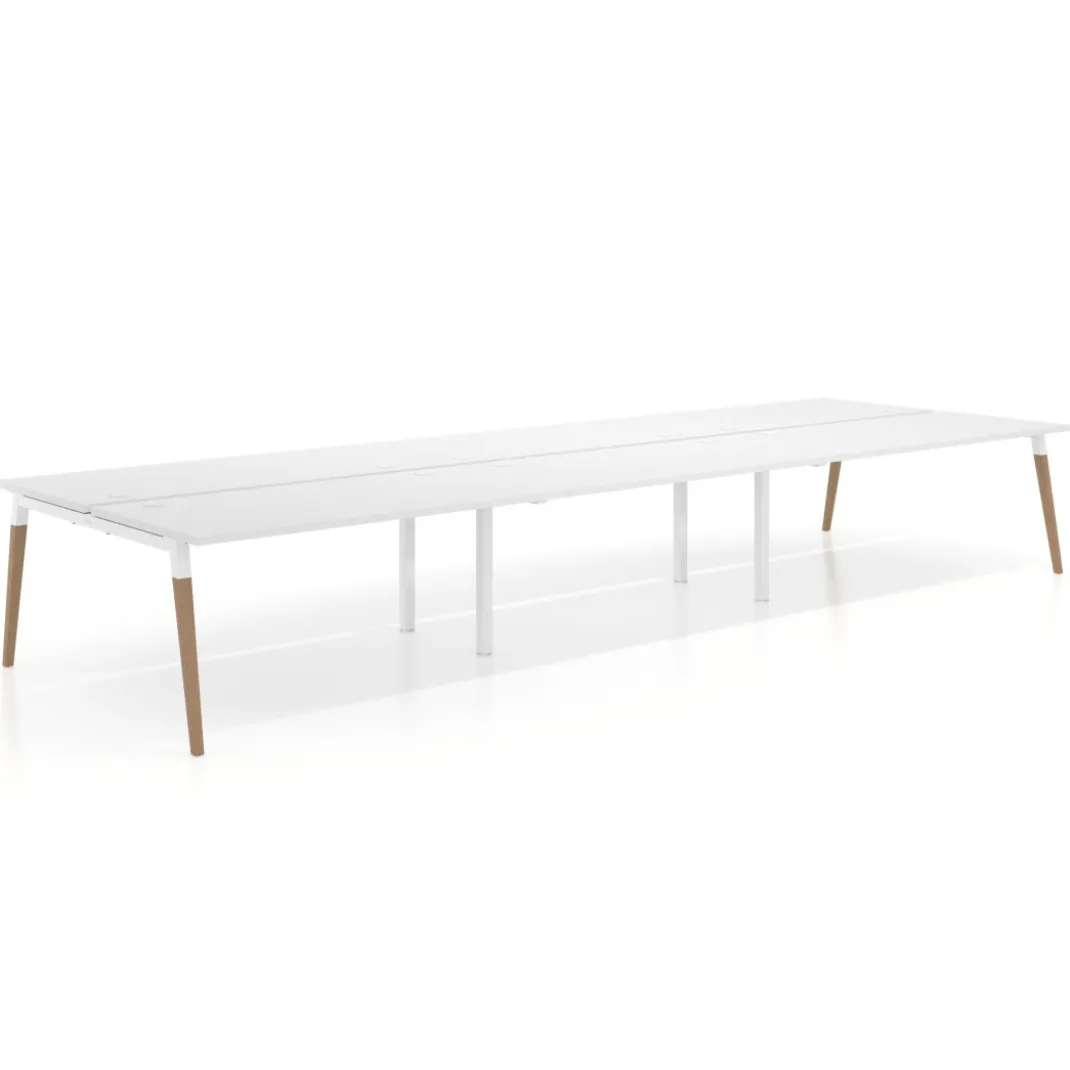 Mesa de oficina multipuesto Arki triple, fondo 166 cm, sobre recto