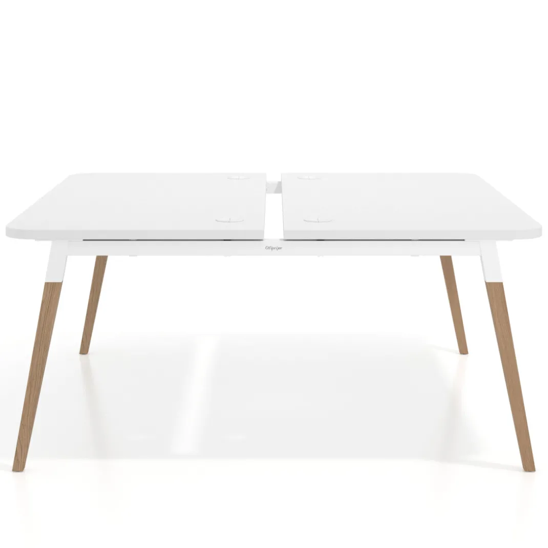 Mesa de oficina multipuesto Arki fondo 166 cm, sobre curvo