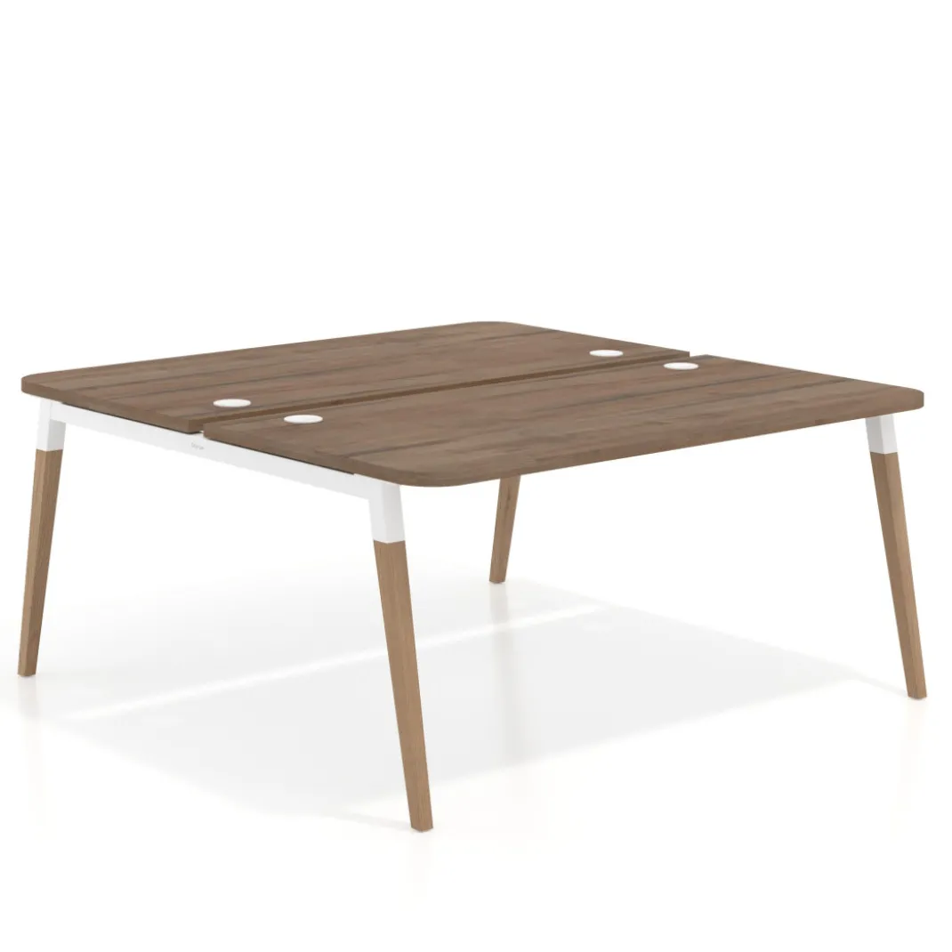 Mesa de oficina multipuesto Arki fondo 166 cm, sobre curvo