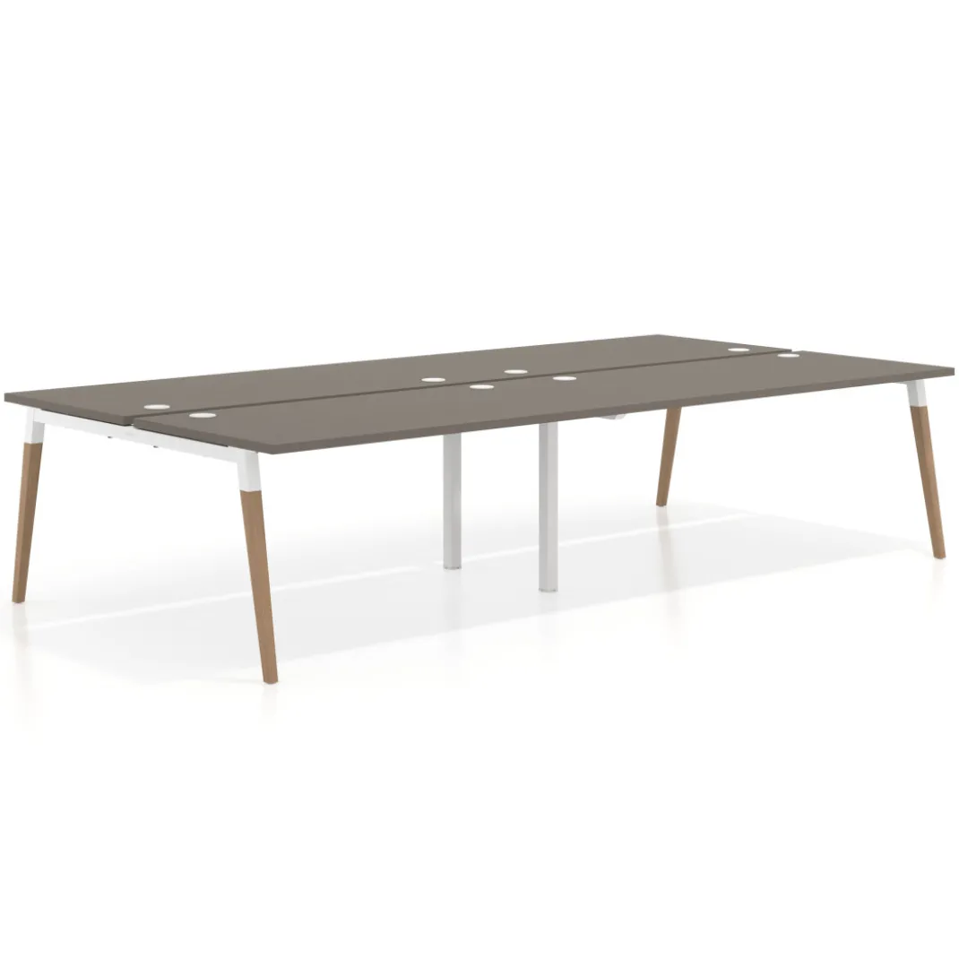 Mesa de oficina multipuesto Arki doble, fondo 166 cm, sobre recto