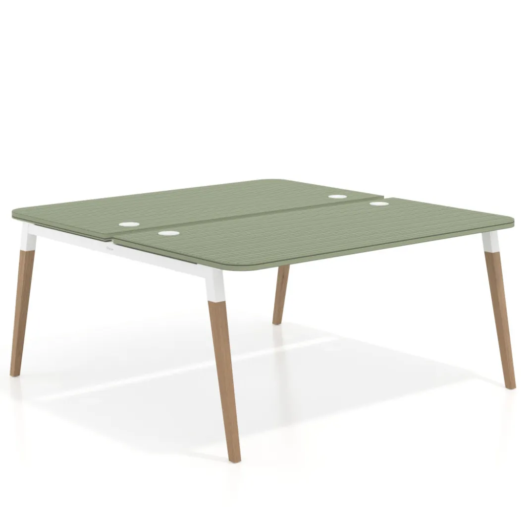 Mesa de oficina multipuesto Arki fondo 166 cm, sobre curvo