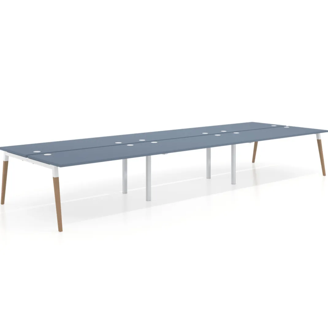 Mesa de oficina multipuesto Arki triple, fondo 166 cm, sobre recto