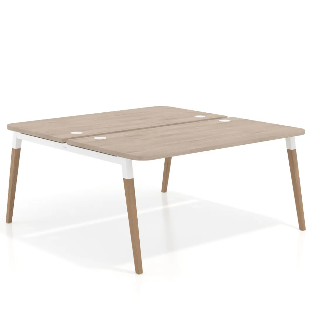 Mesa de oficina multipuesto Arki fondo 166 cm, sobre curvo